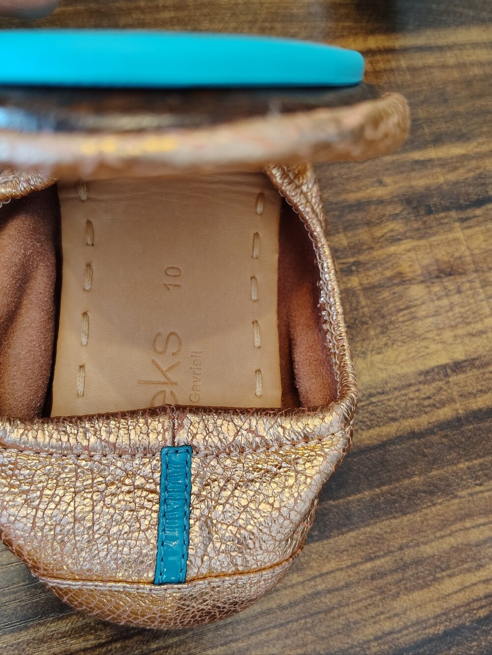 Tieks by Gavrieli Rose Gold Glam metallic leather ballet flat Foldable Size 10 - Picture 6 of 7
